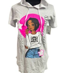 On Fire Anti Social Hooded short Sleeve Tee Junior's Size Small 100% Cotton NWT